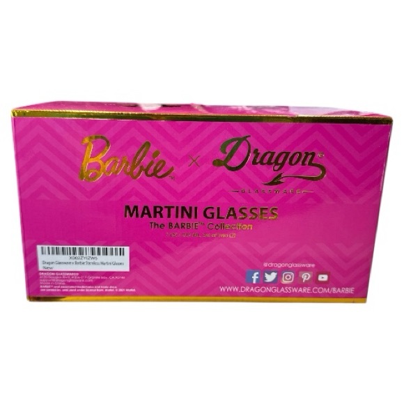 Set of 4 Barbie x Dragon Glassware Stemless Martini Glasses 7 oz - Picture 7 of 7